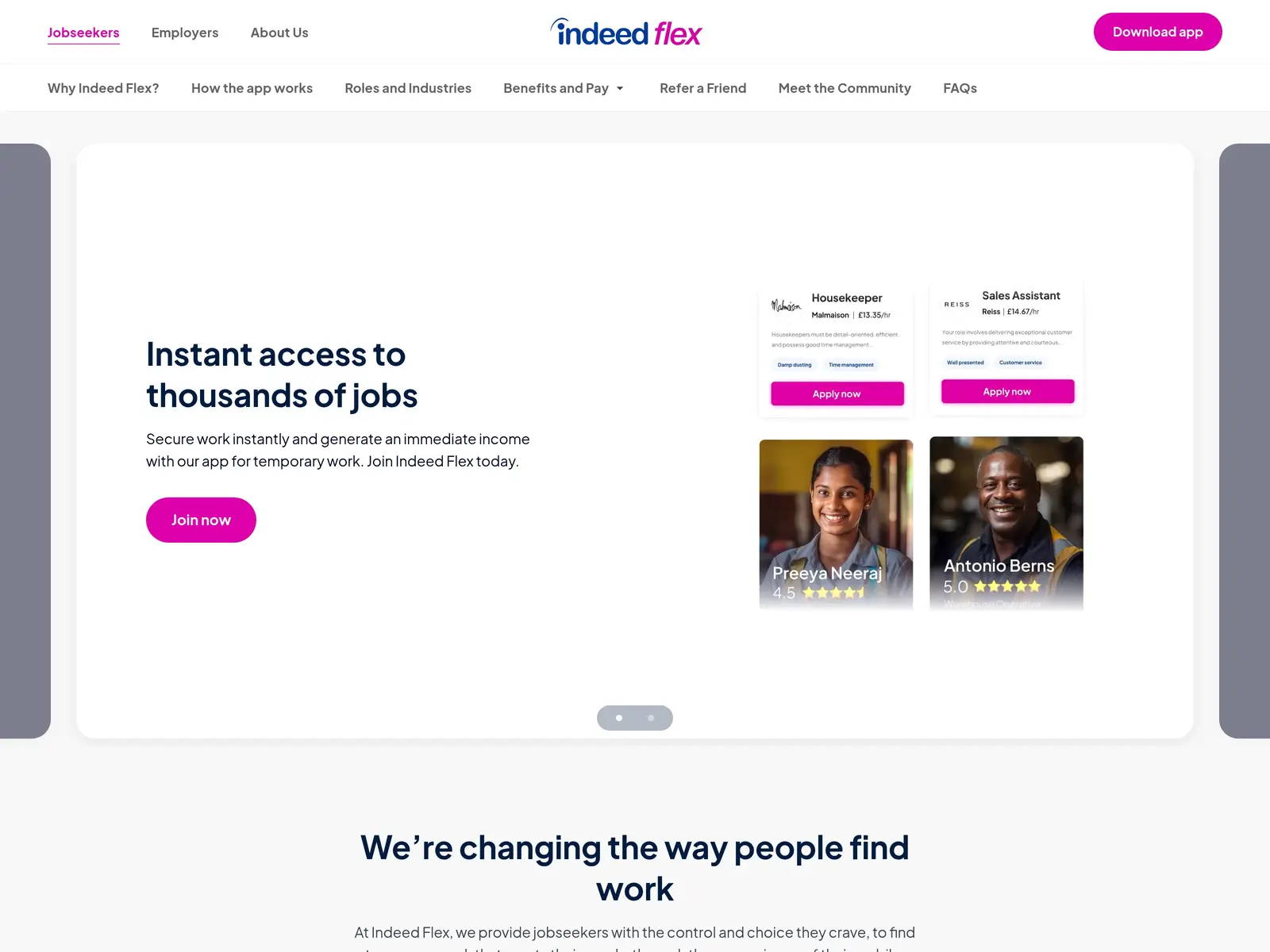 Screenshot of Indeed Flex