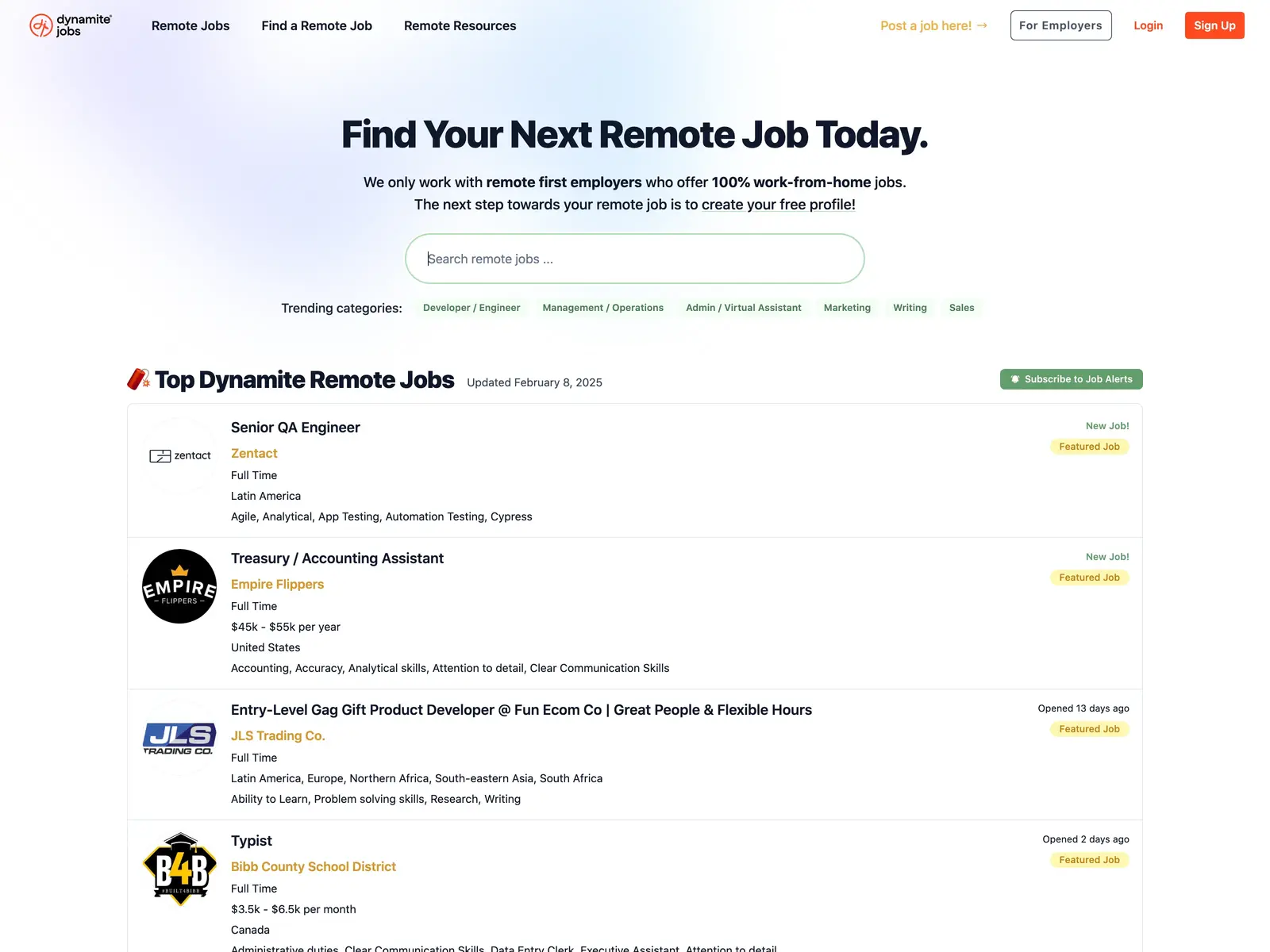 Screenshot of Dynamite Jobs