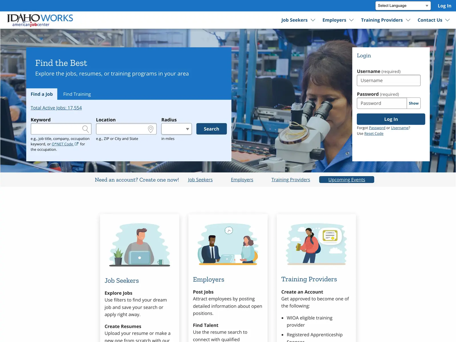 Screenshot of IdahoWorks