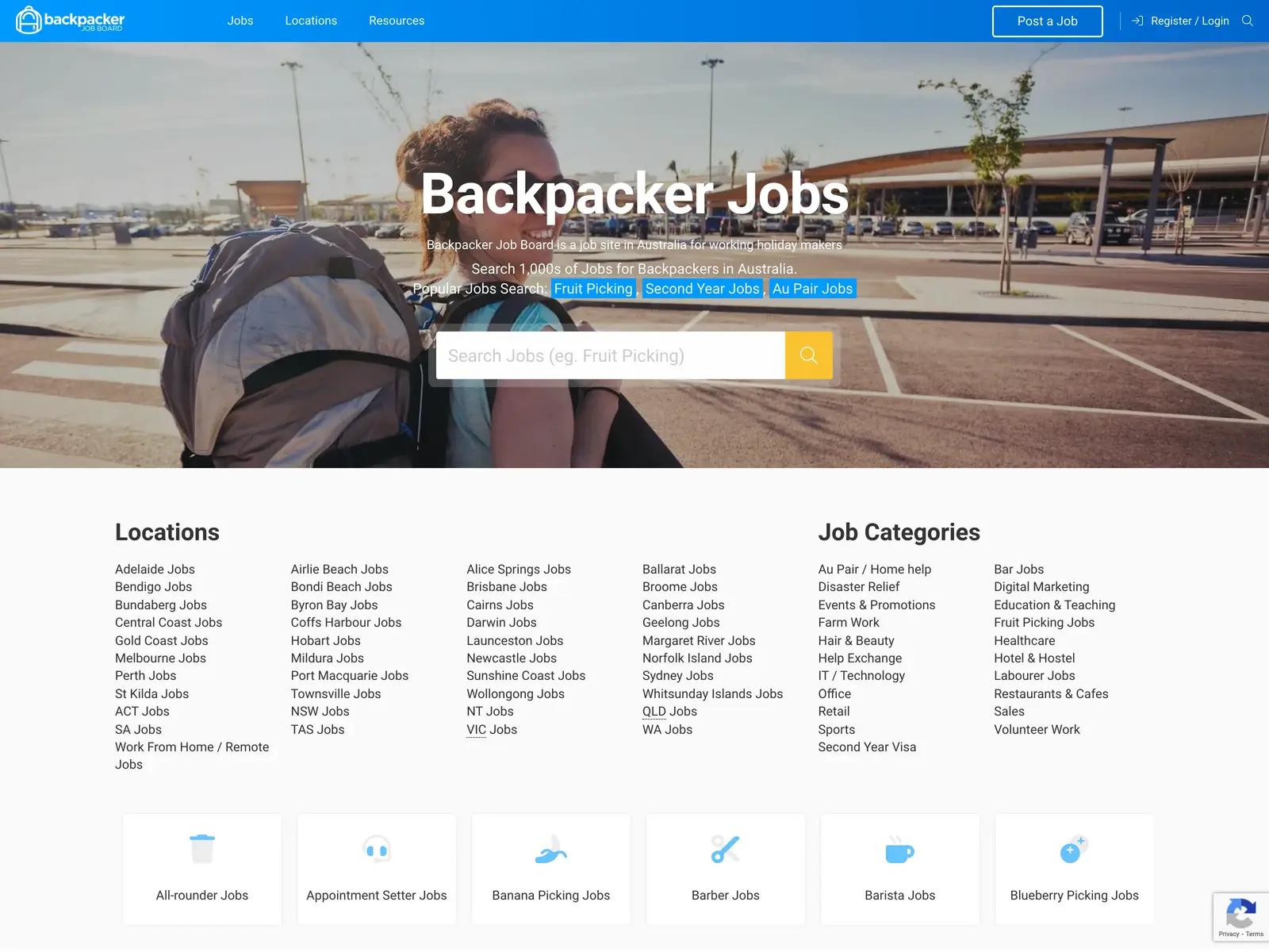 Screenshot of Backpacker Job Board