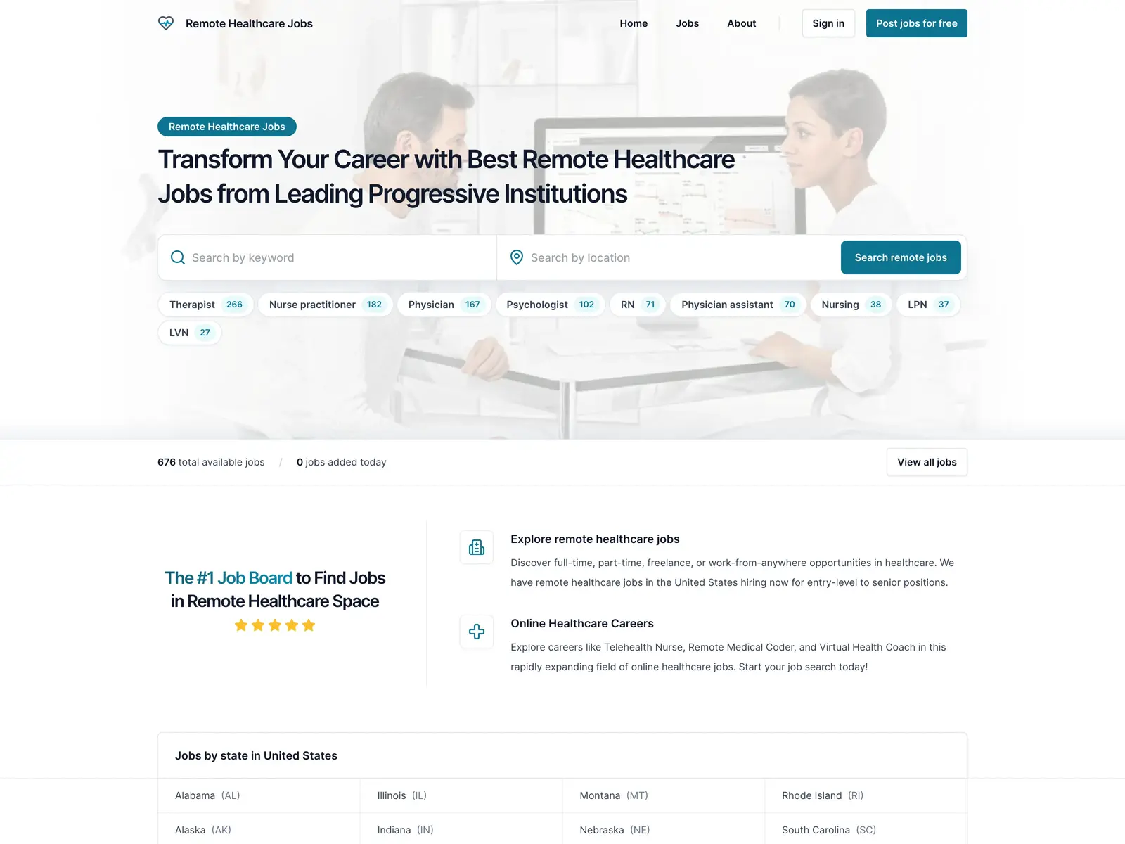 Screenshot of Remote Healthcare Jobs