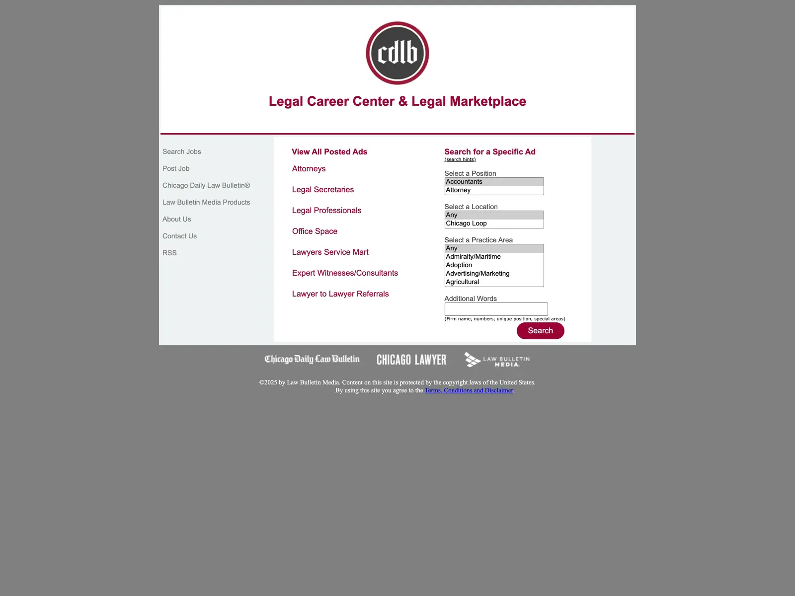 Screenshot of CDLB Legal Career Center & Legal Marketplace