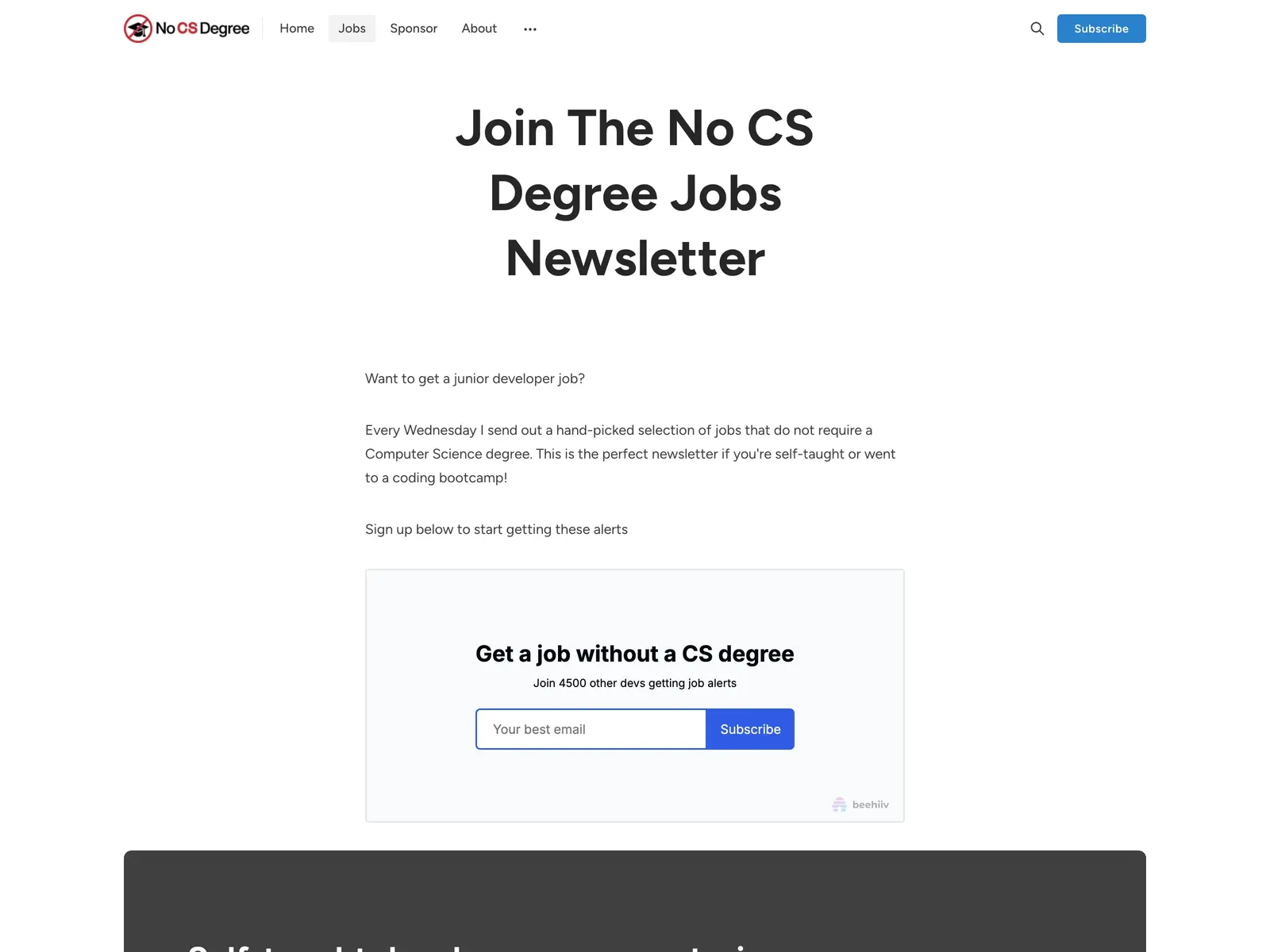 Screenshot of No CS Degree