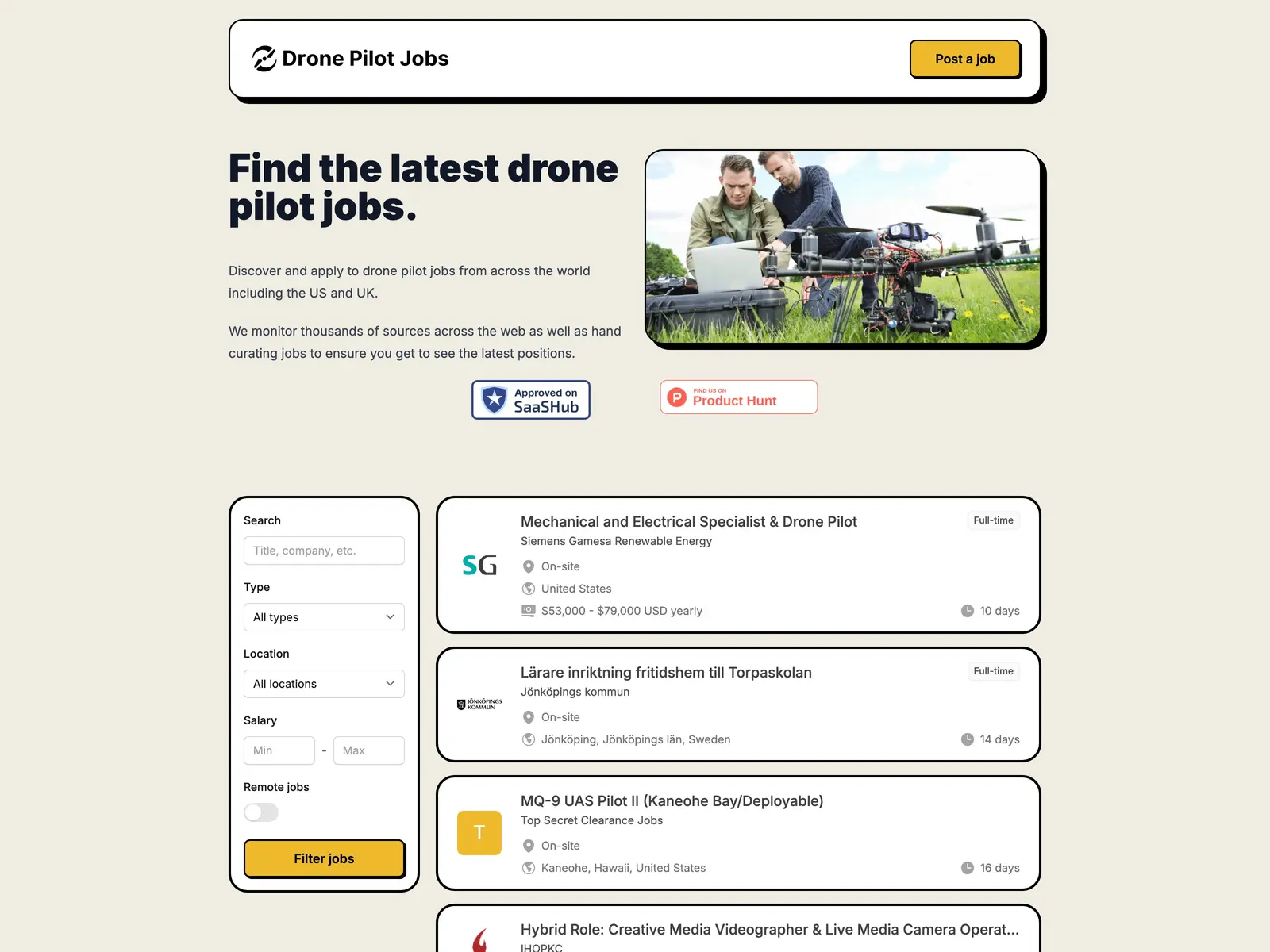 Screenshot of Drone Pilot Jobs