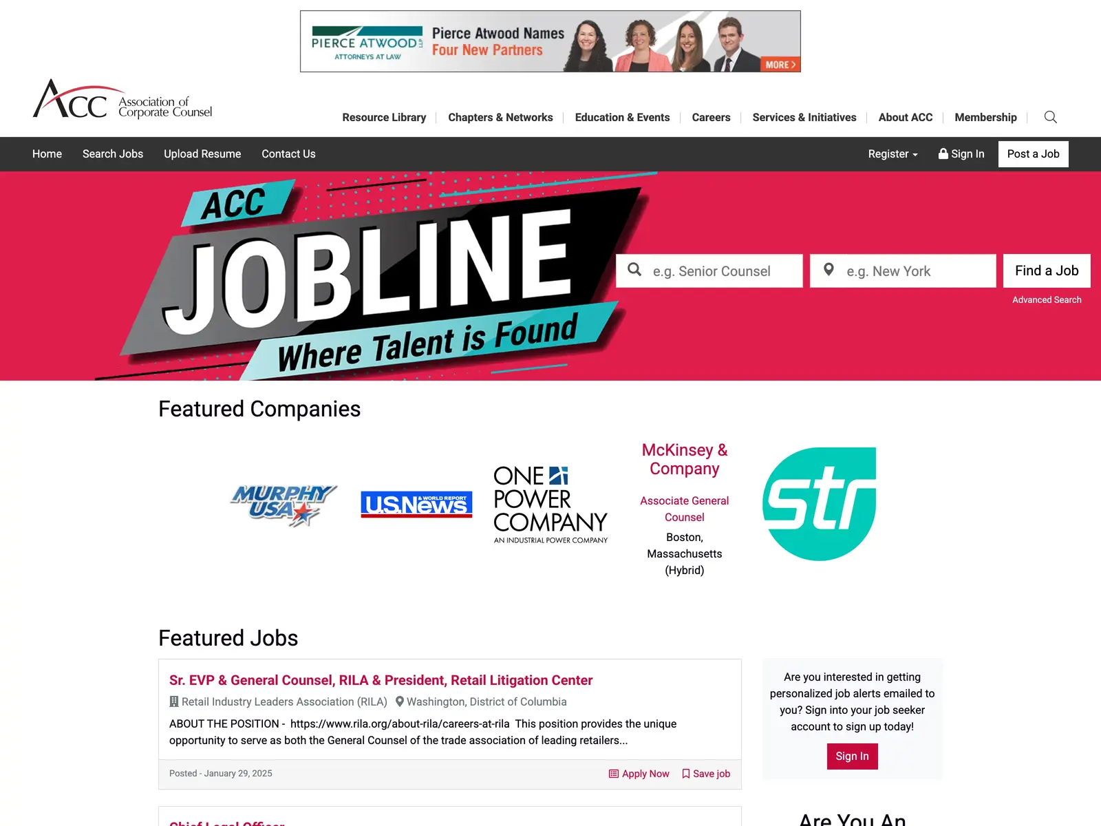 Screenshot of ACC Jobline