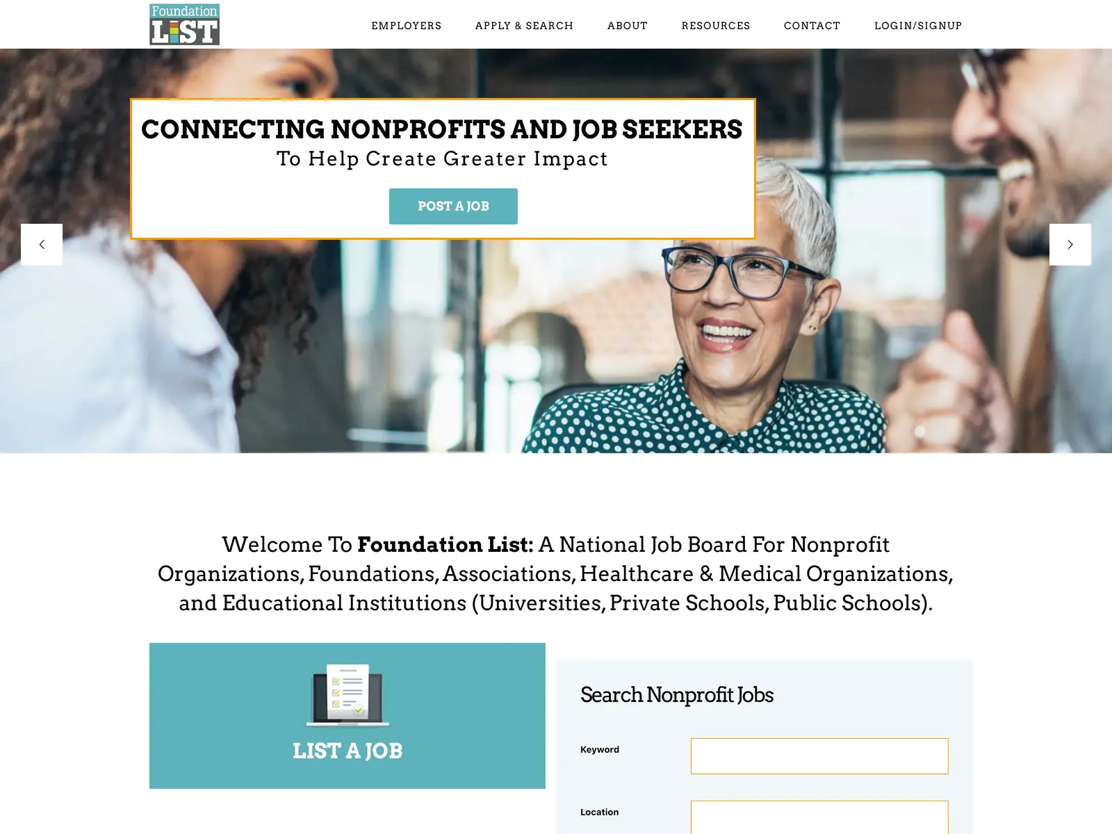 Screenshot of Foundation List