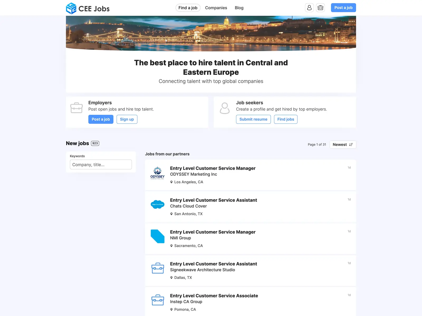 Screenshot of CEE Jobs