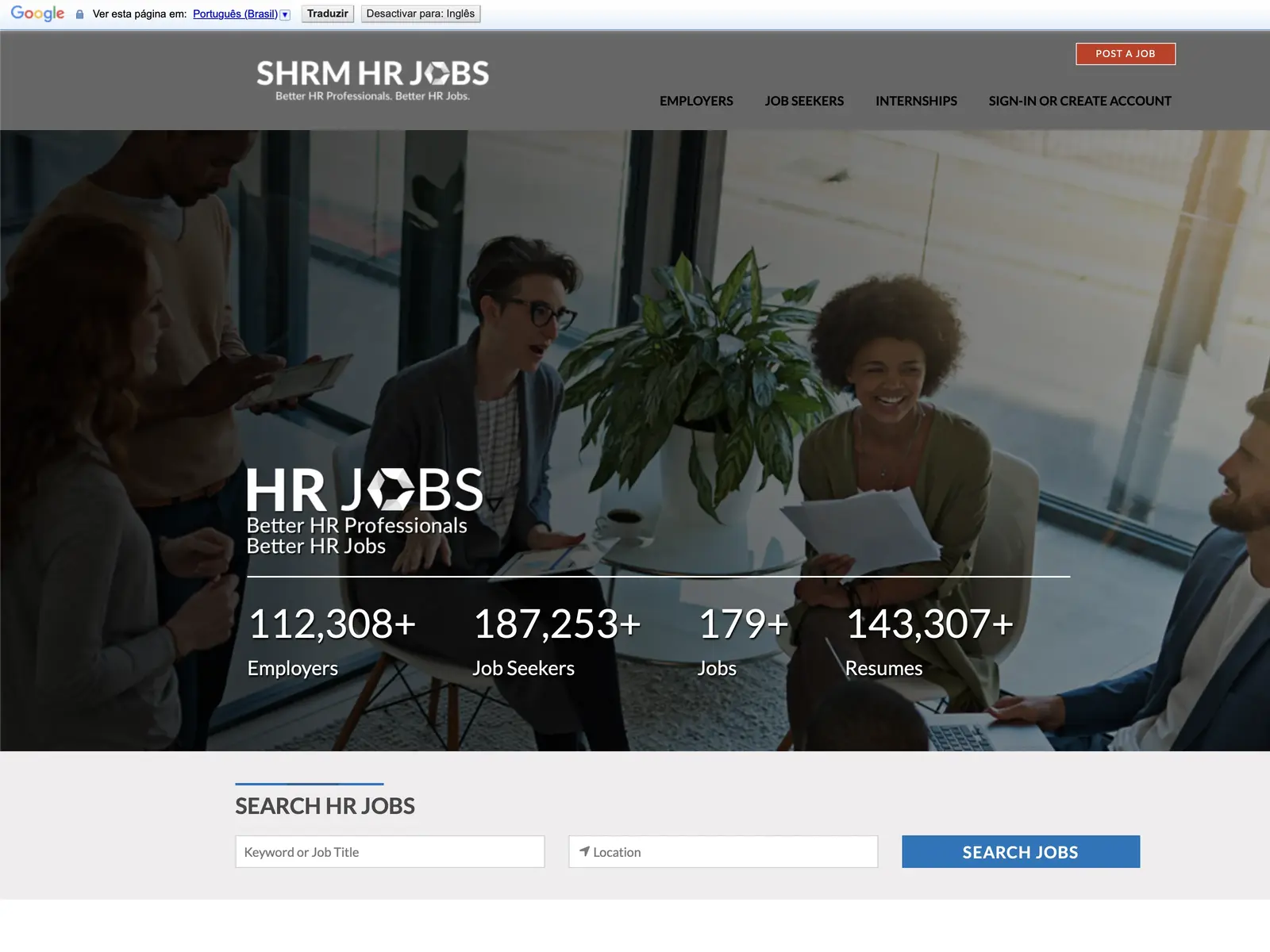 Screenshot of SHRM HR Jobs