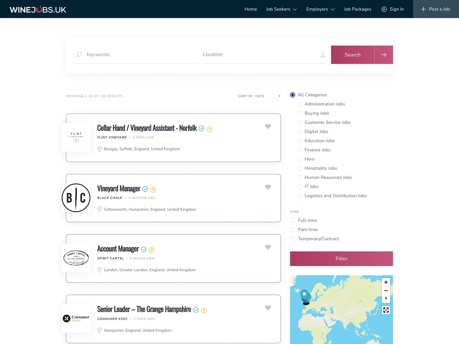 Screenshot of Wine Jobs UK