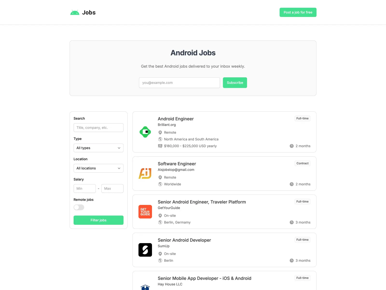 Screenshot of Android Jobs