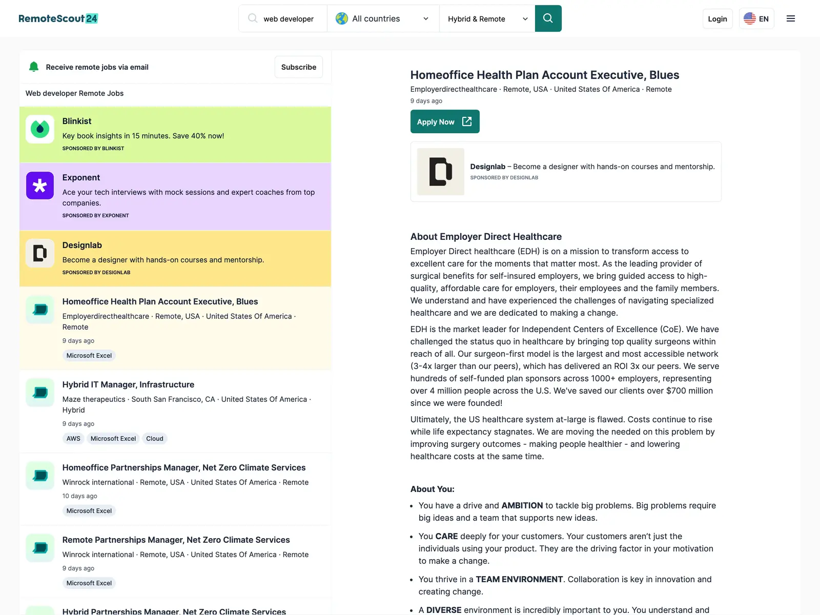 Screenshot of Web Developer Remote Jobs