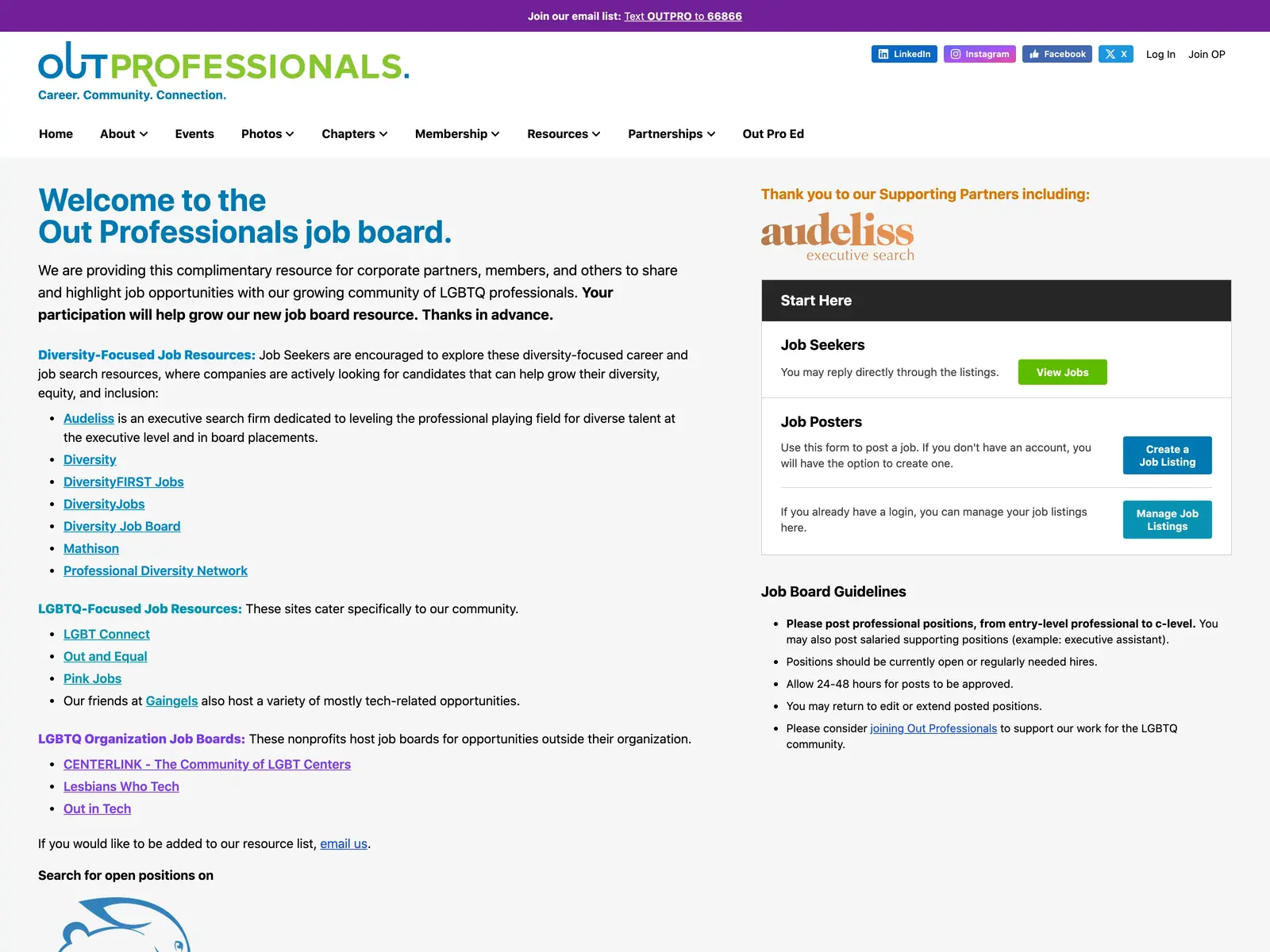 Screenshot of Out Professionals