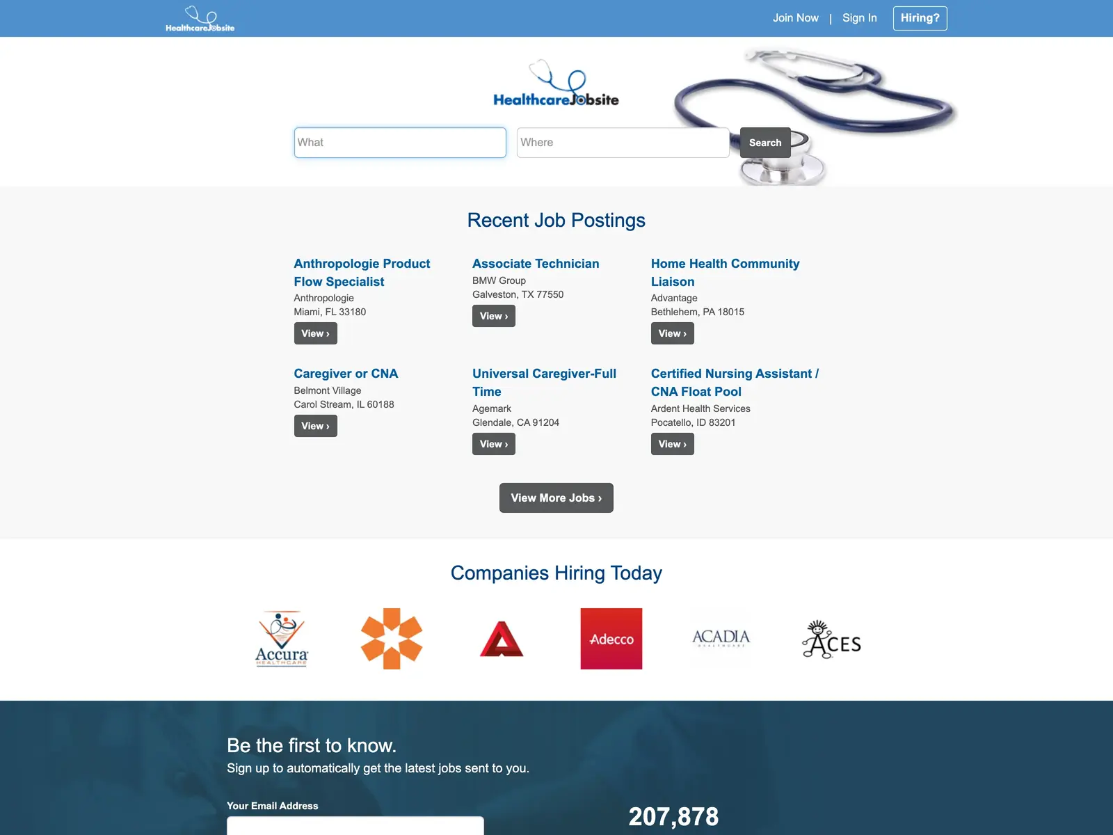 Screenshot of HealthcareJobSite