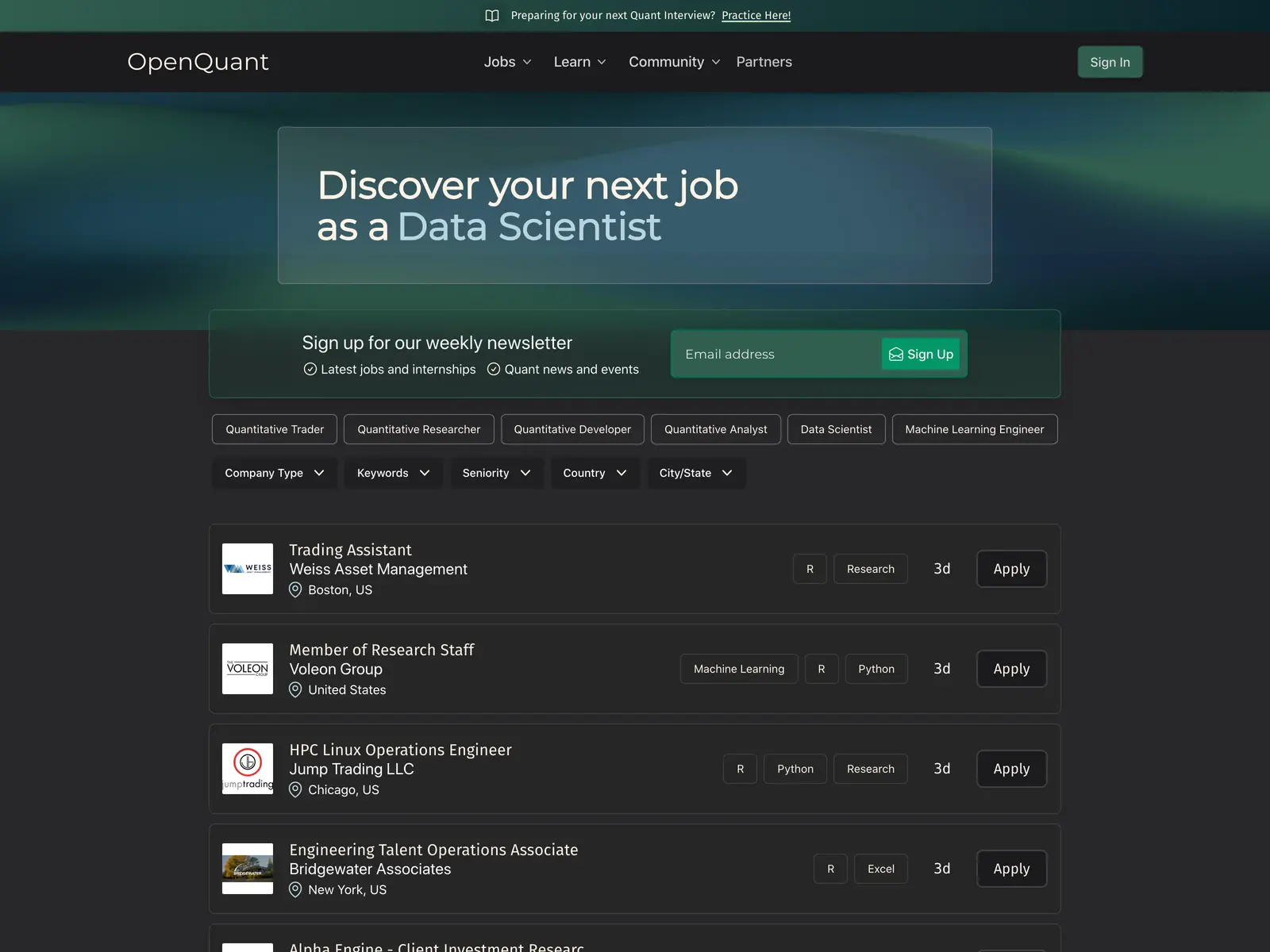 Screenshot of OpenQuant