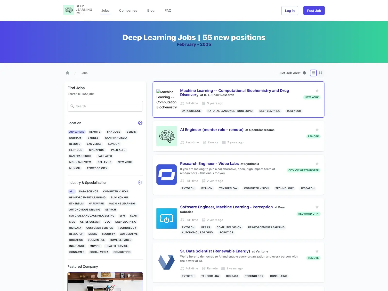 Screenshot of Deep Learning Jobs