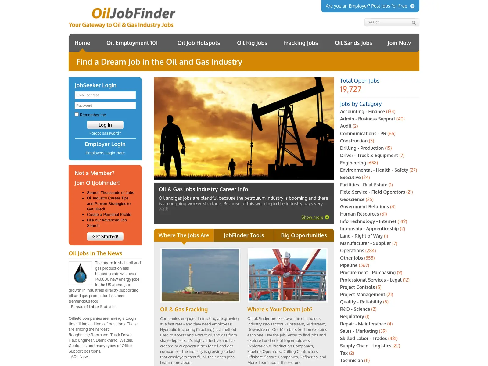 Screenshot of OilJobFinder