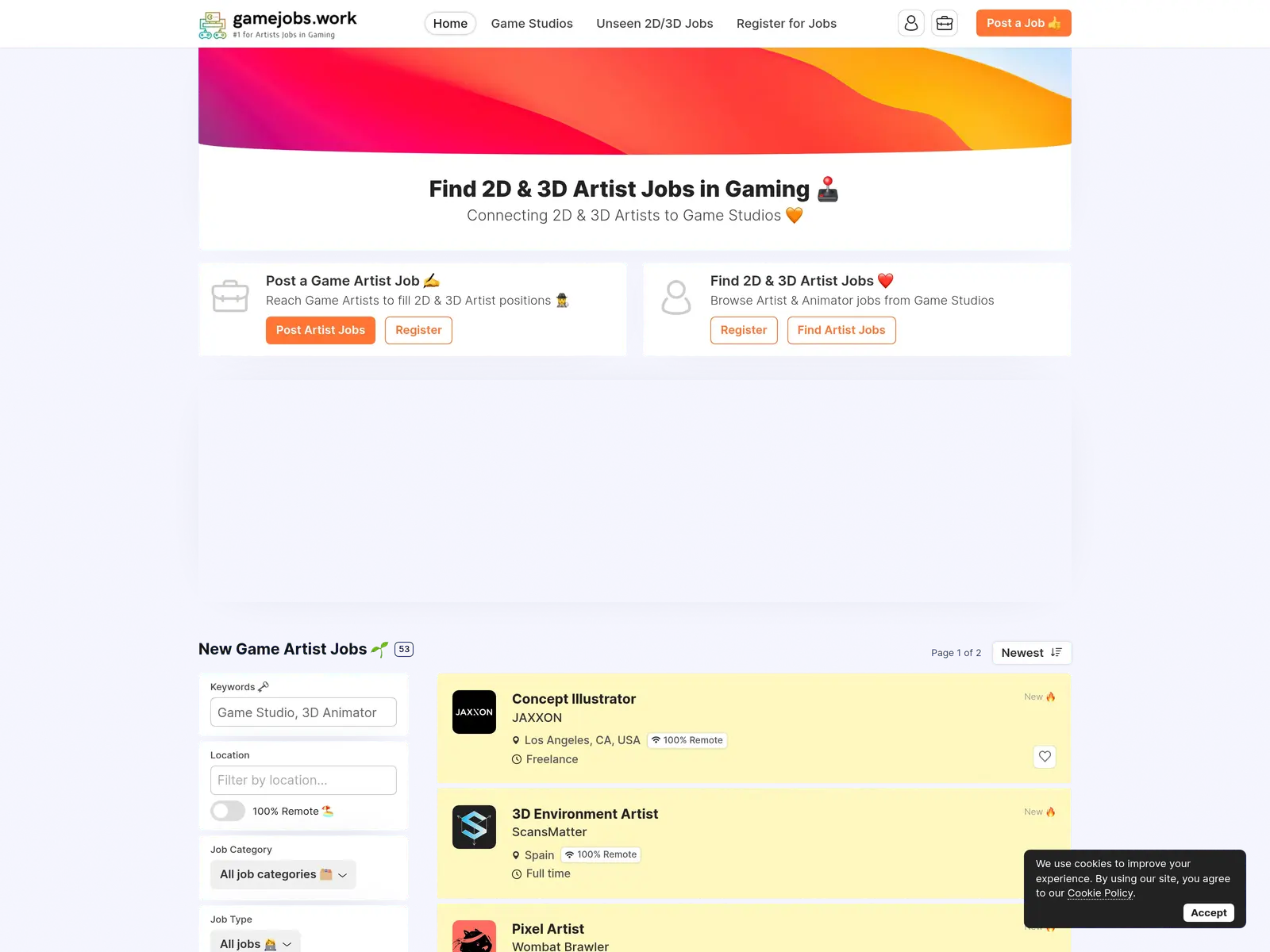 Screenshot of gamejobs.work