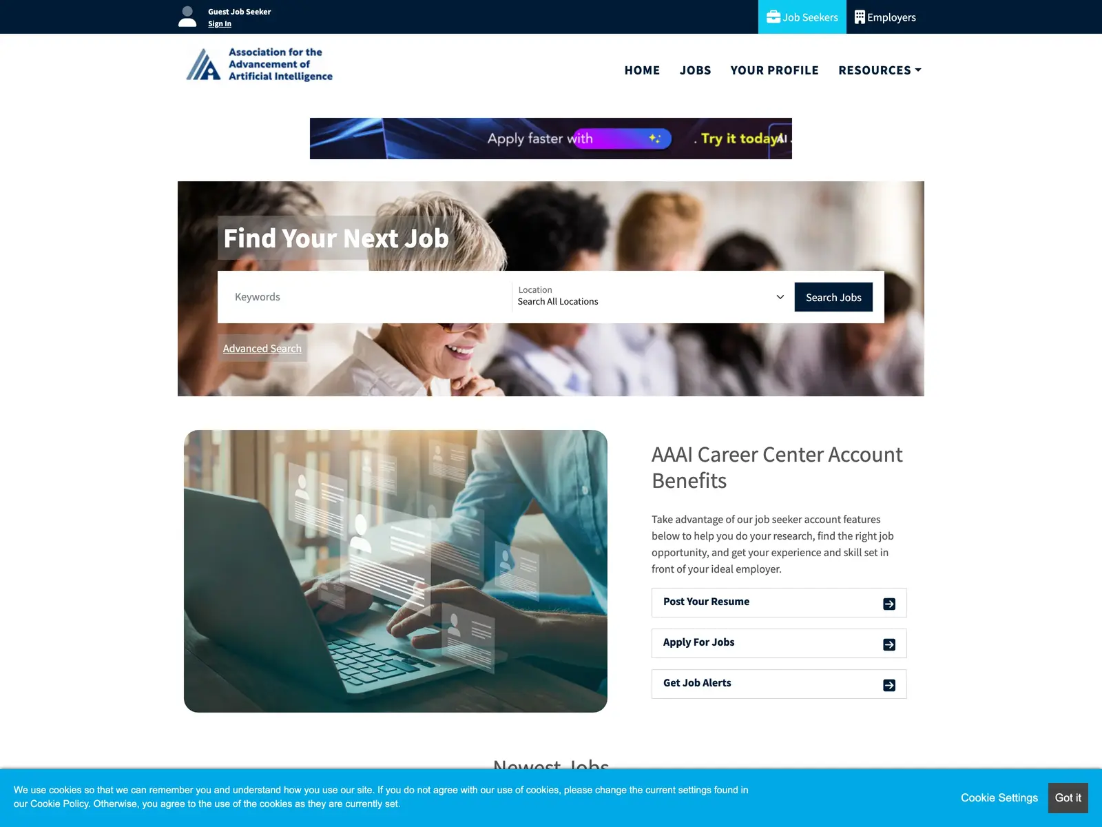 Screenshot of AAAI Career Center