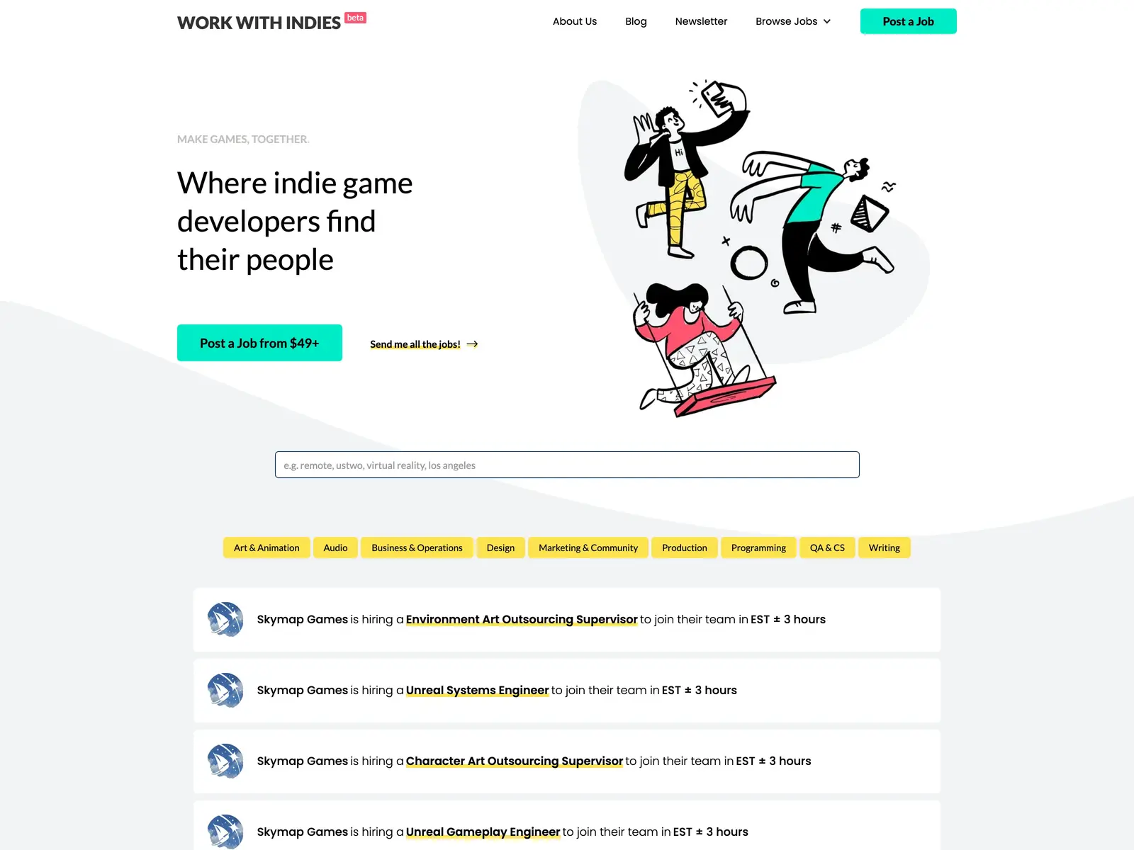 Screenshot of Work With Indies