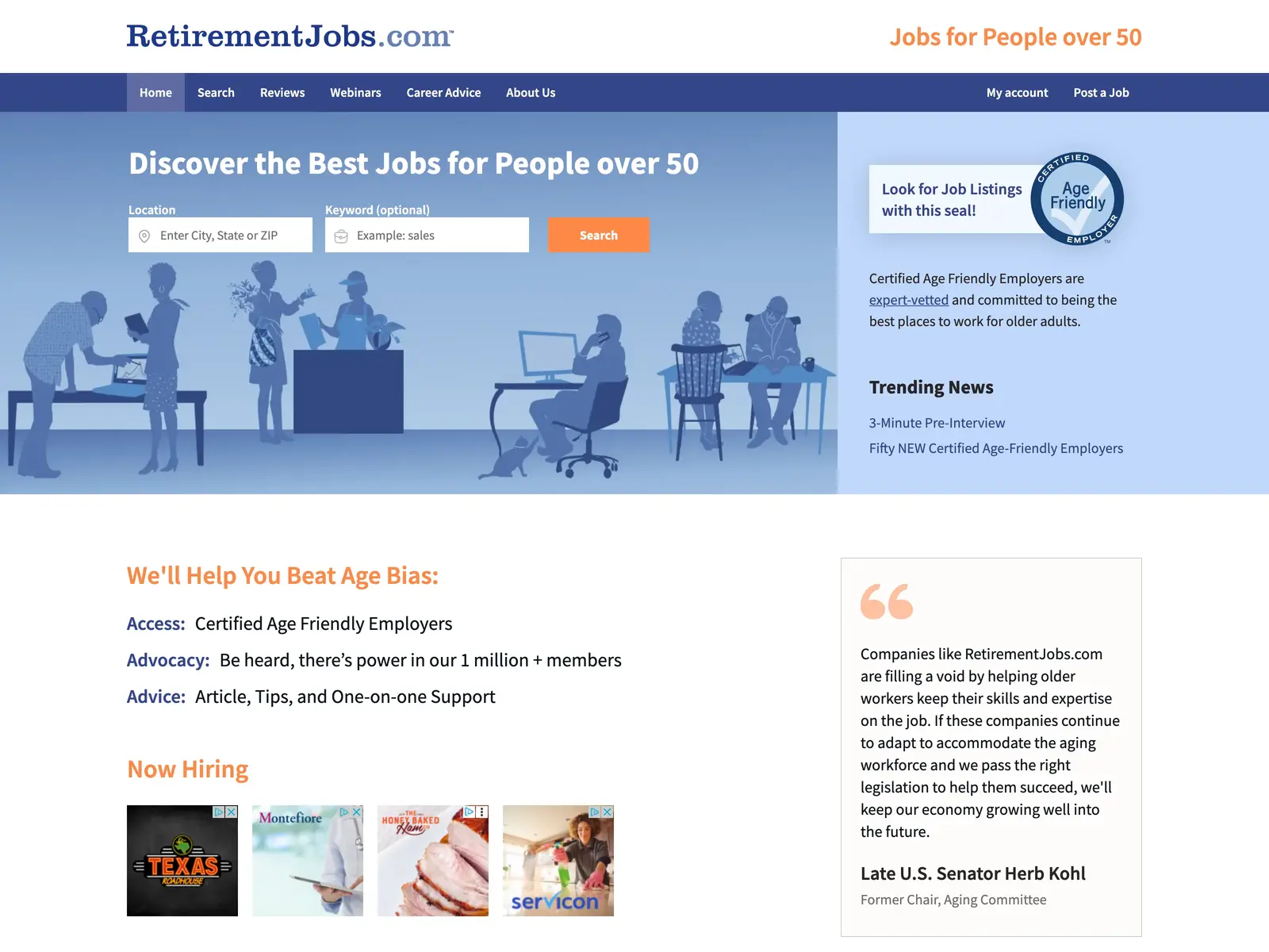 Screenshot of RetirementJobs