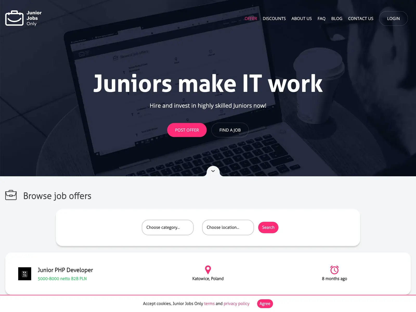 Screenshot of Junior Jobs Only