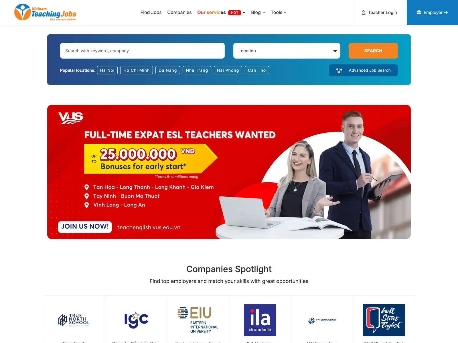 Screenshot of Vietnam Teaching Jobs