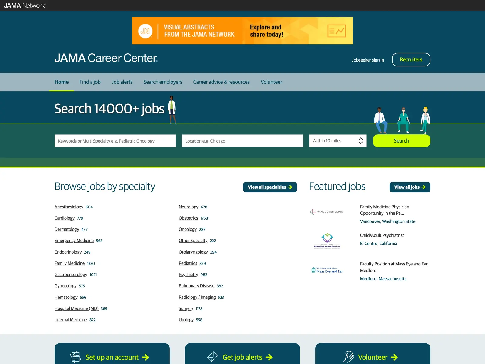 Screenshot of JAMA Career Center