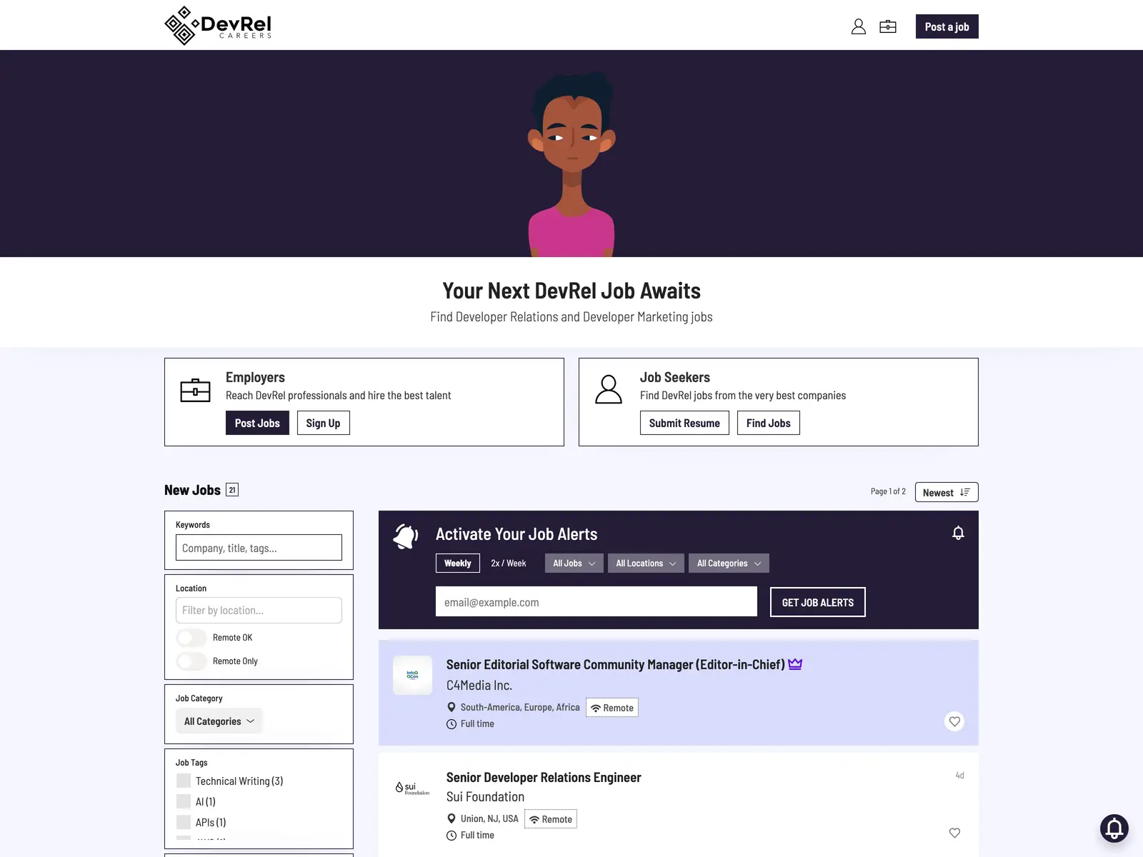 Screenshot of DevRel Careers