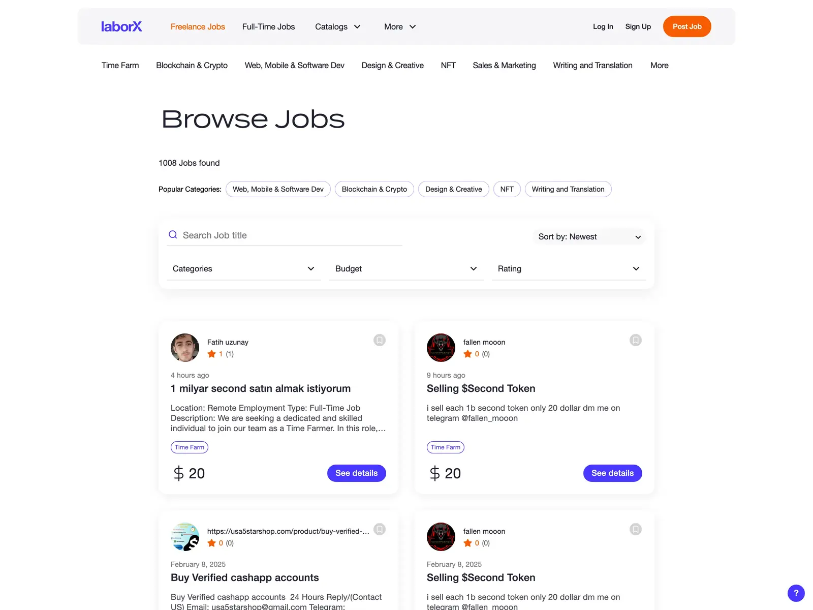 Screenshot of WEB3 Jobs