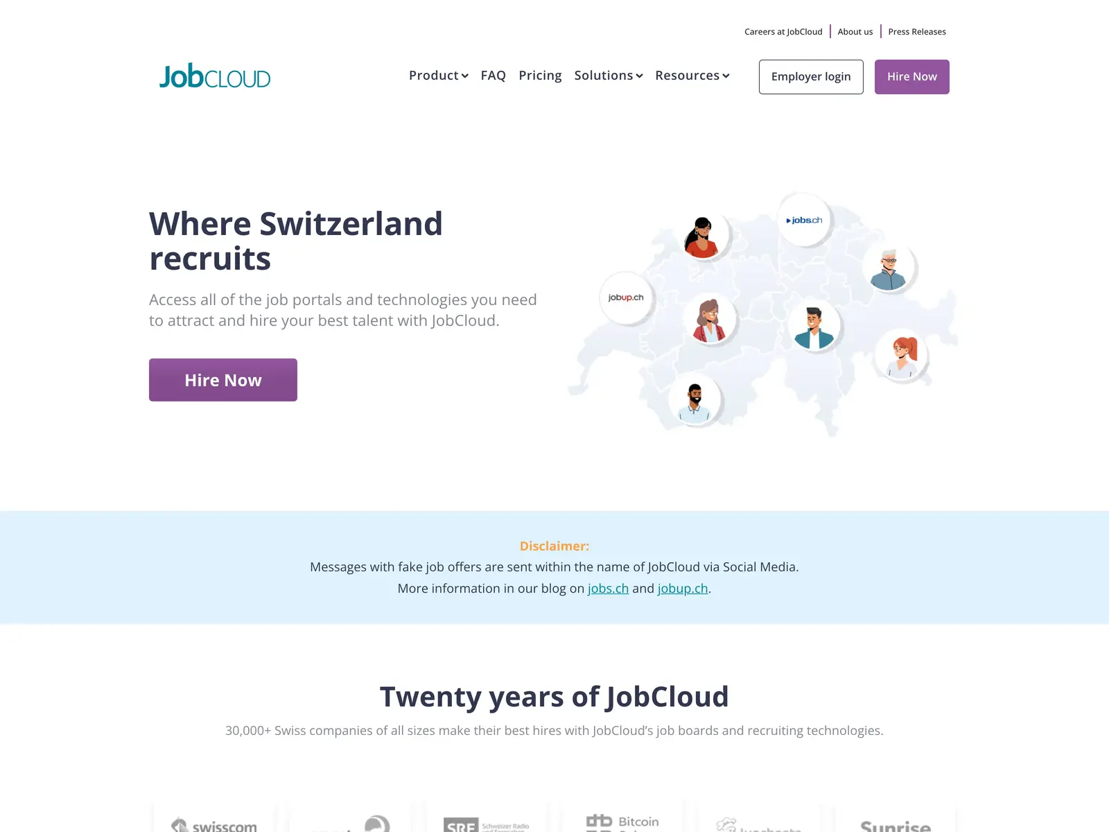 Screenshot of JobCloud