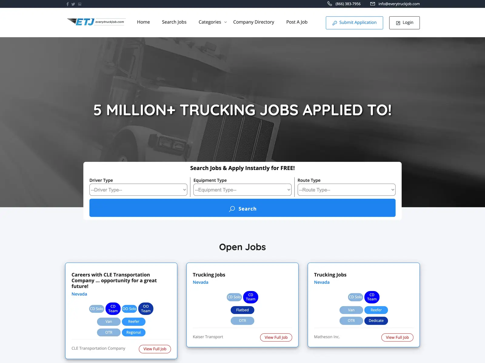 Screenshot of EveryTruckJob