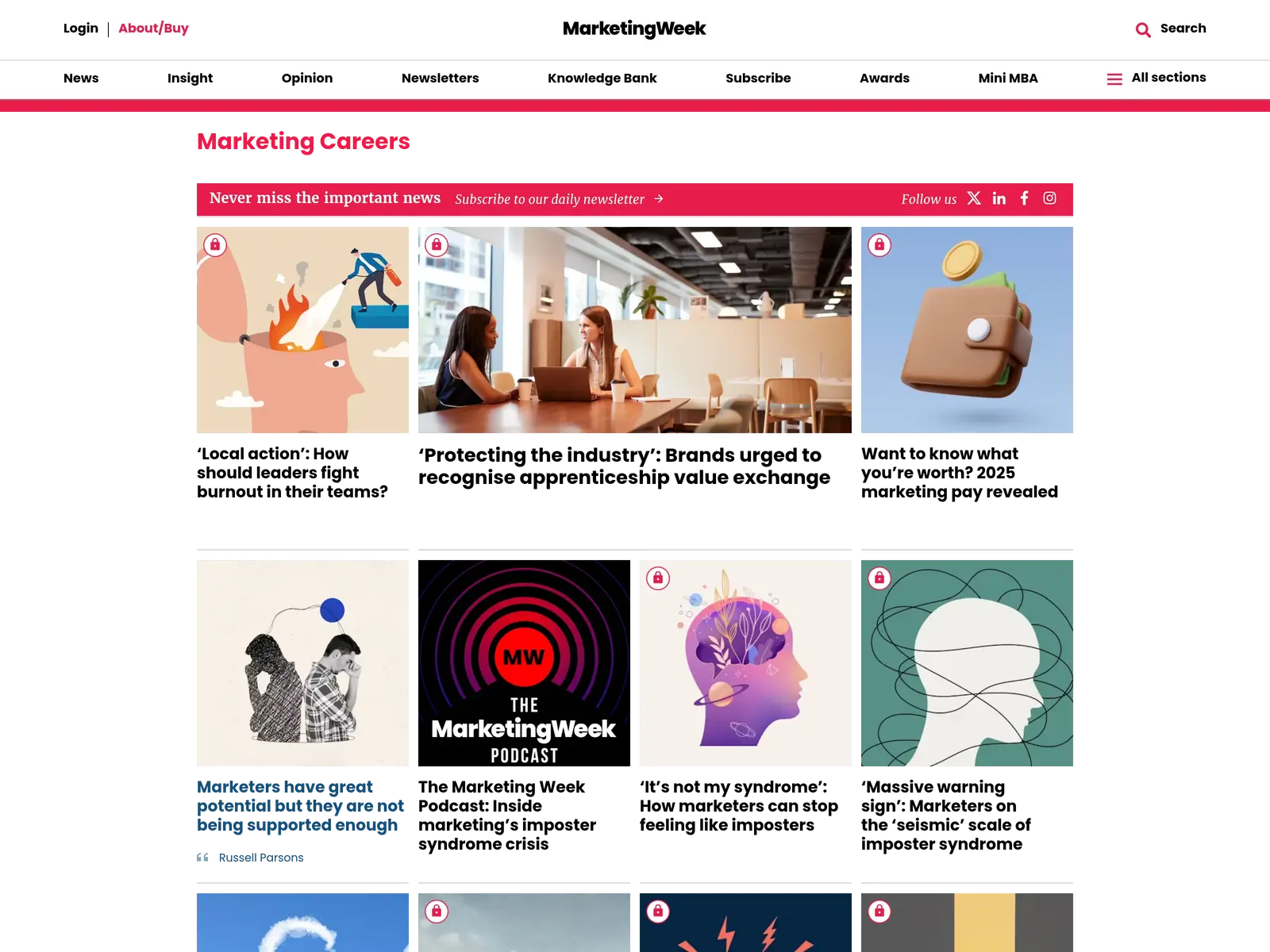 Screenshot of Marketing Week Jobs