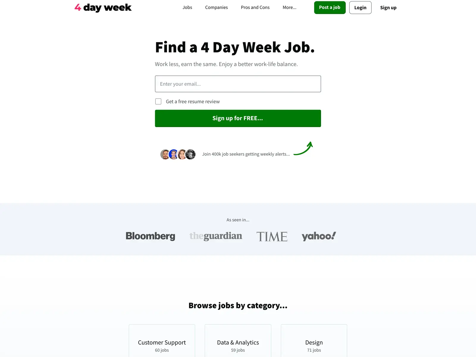 Screenshot of 4 Day Work Week Jobs