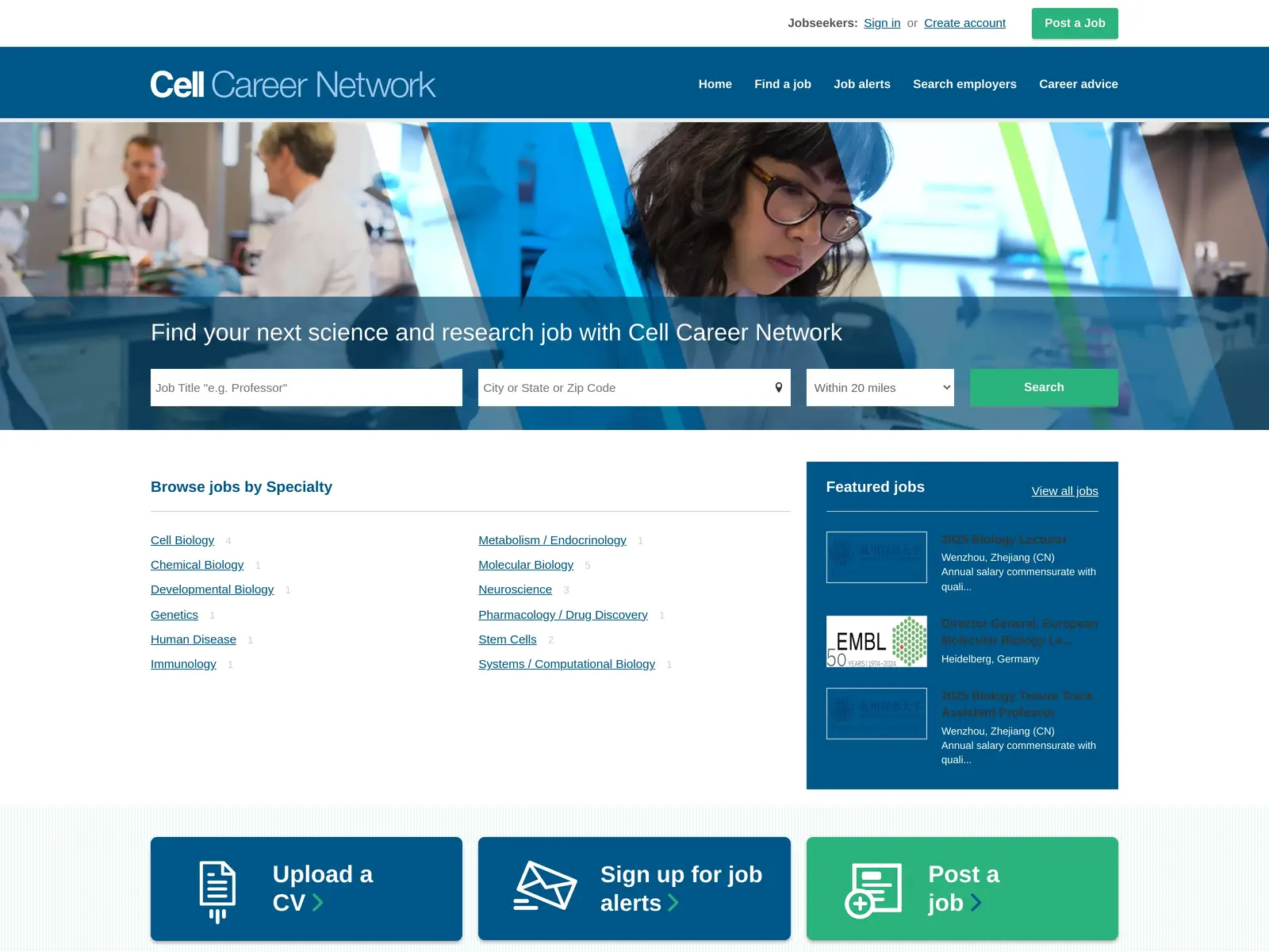 Screenshot of Cell Career Network
